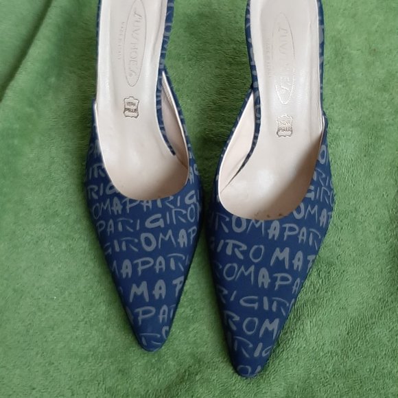 Shoes - High heel printed fabric mules